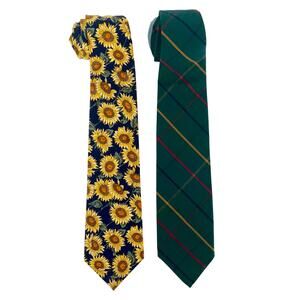 90s sunflower & green plaid ties American Eagle County Seat 1990s vintage
